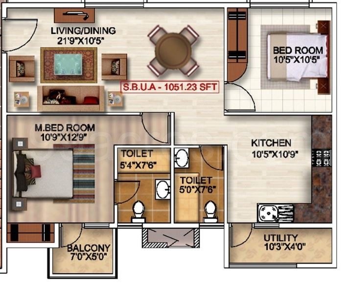 Fully Furnished 2 BHK Amrutha Value (1,051 sq. ft.) for Sale in Whitefield, Bangalore