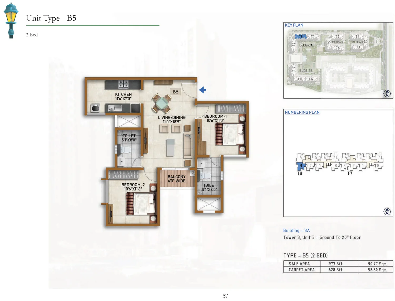 Semi Furnished 2 BHK ( 977 Sq.Ft. ) Flat Sale In Prestige Finsbury Park, Bagalur Bangalore