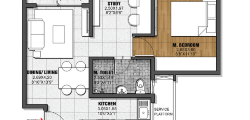 Semi Furnished 1.5 BHK Sale Brigade El Dorado, Bagalur, North Bangalore