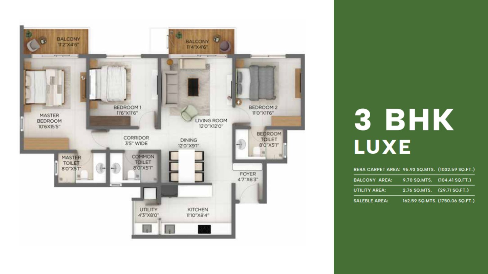 3 BHK LUXE
