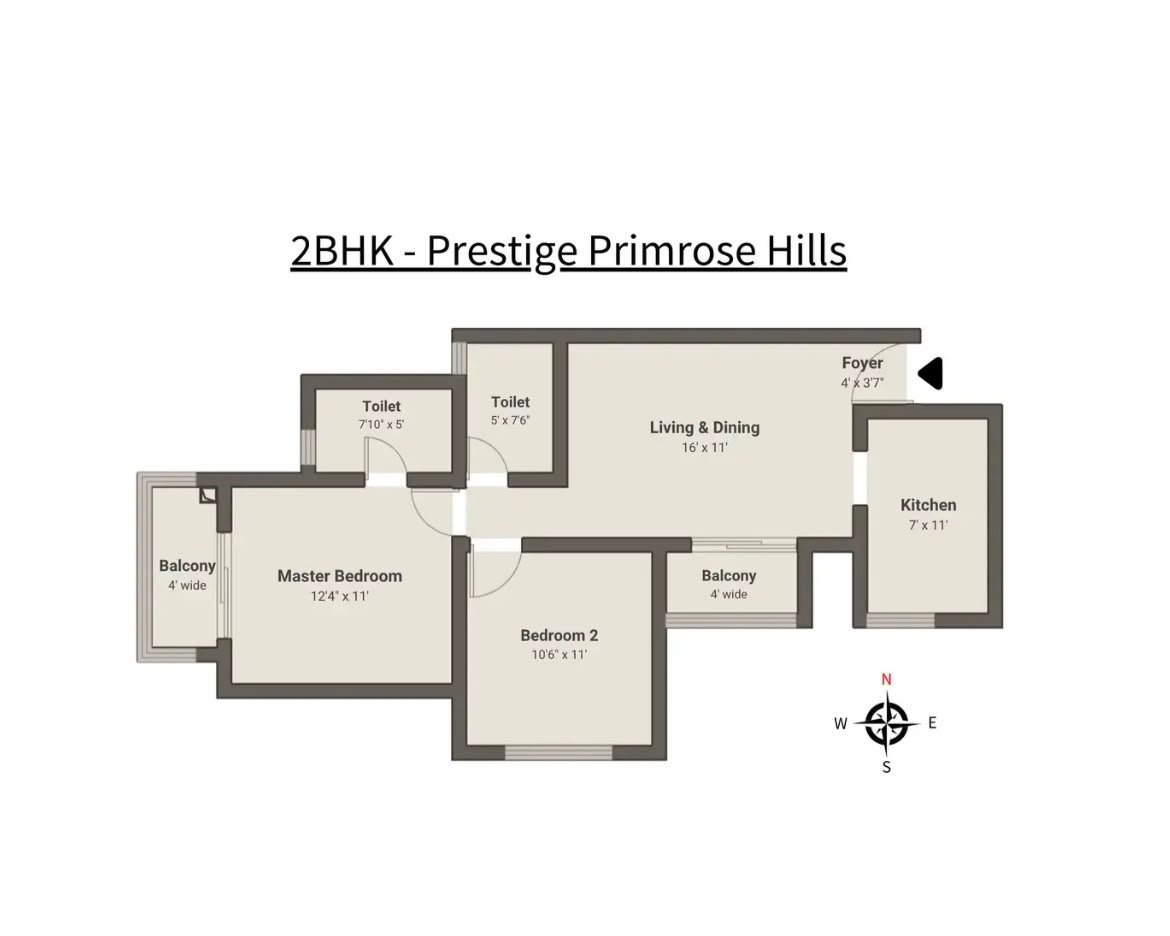 Premium 2 BHK Semi Furnished Apartment Sale in Prestige Primrose Hills, Banashankari